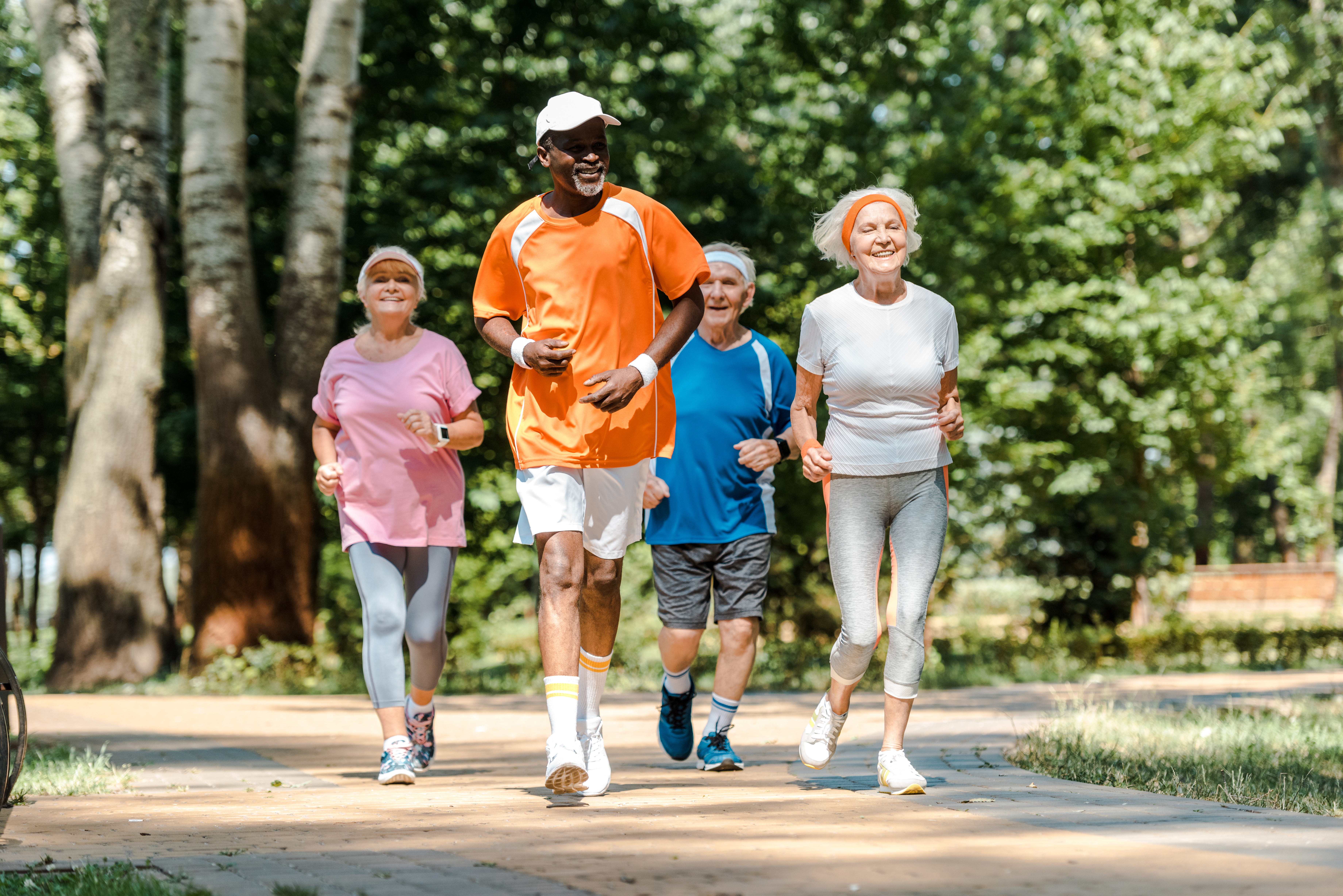 A group of older individuals walking